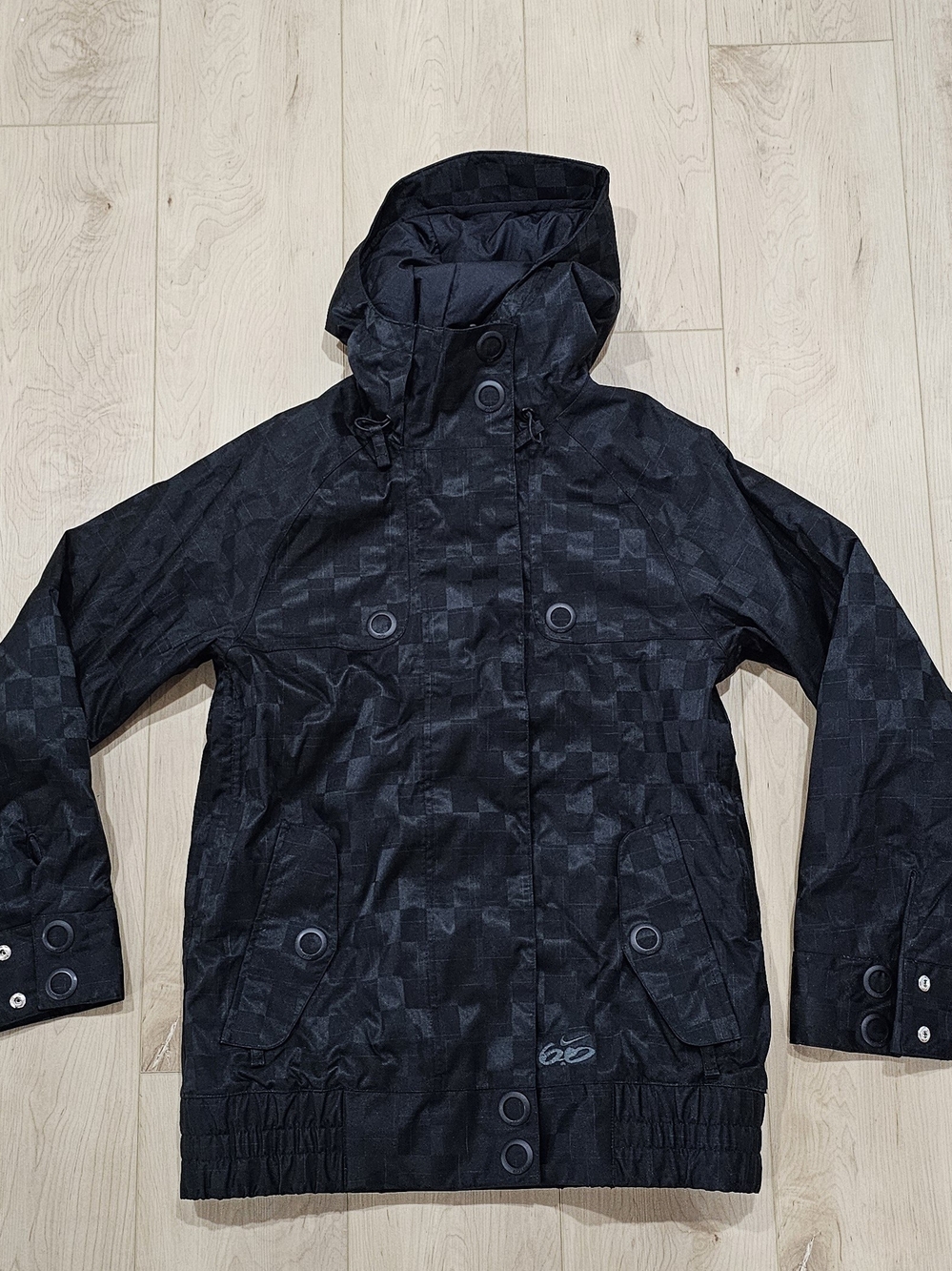 Vintage Nike 6.0 Tonal Checkerboard Snowboard Ski Jacket Size Small Black